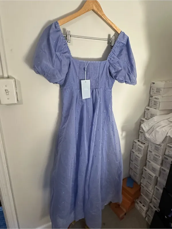 NWT Hill House Tuckernuck Matilda Organza dot midi dress Hyacinth small - Image 4