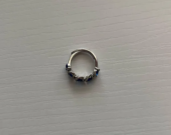 18K White Gold Plated Adjustable Blue Crystsl Sapphire Ring for Women - Image 3