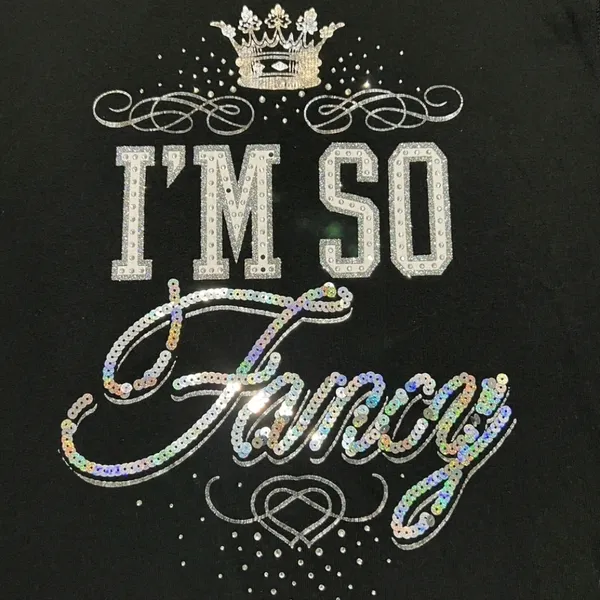 Juicy Couture Y2K McBling Black Sweatshirt Embellished Rhinestone Sequins Small - Image 3