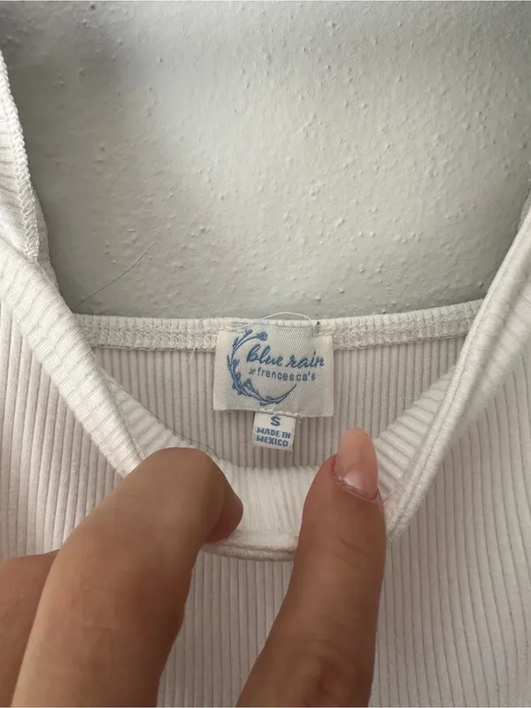 Francesca's Collections Ivory Ribbed Ruffle-strap Bodysuit - Image 3