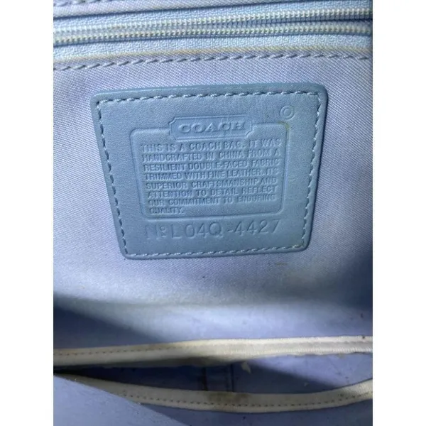 COACH Small Handbag Green White Tote Bag - Image 11