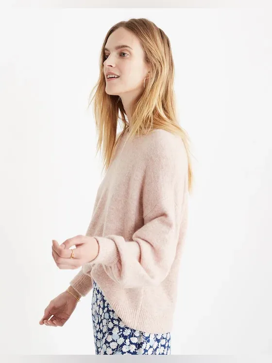 Madewell Gladwell Balloon-Sleeve Pullover in Heather Rose - Image 2