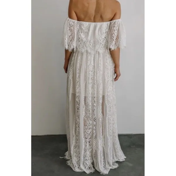 Baltic Born Caroline Lace Maxi Dress Sz M Off Shoulder Sheer Romantic Photoshoot - Image 8