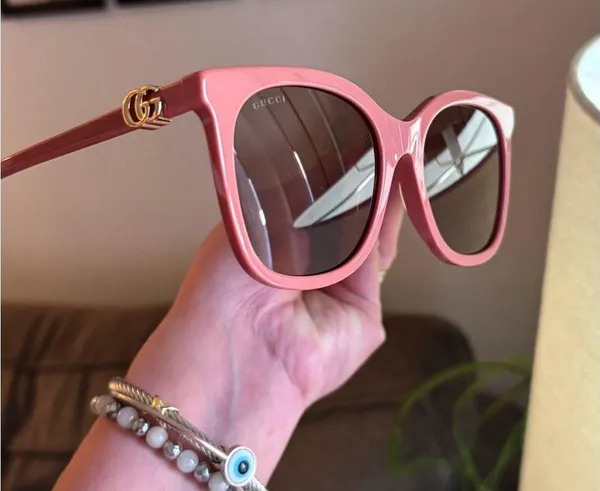 Authentic GUCCI 54 cat eye square Acetate logo sunglasses - Image 8