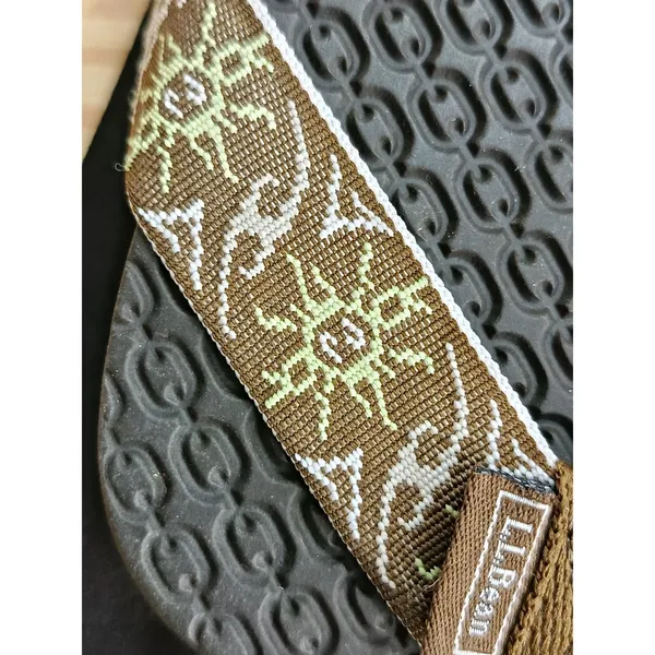 L.L. Bean Women's Maine Isle Flip Flops Brown Sun Motif Thong Sandals Size 7 M - Image 8
