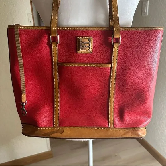 Dooney & Bourke 1975 Ruby Red Pebbled Shoulder Bag Bring‎ Leather Straps Trim - Image 2