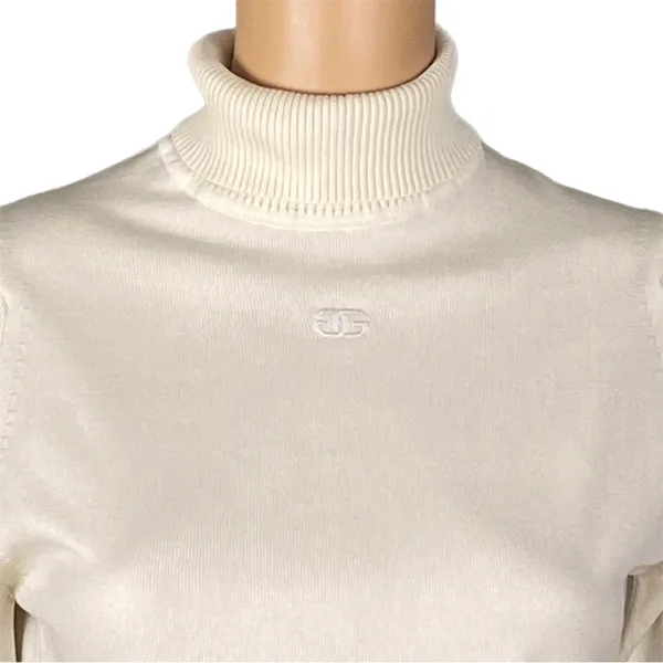 GIVENCHY Sport Vintage 70s Ivory GG Logo Turtleneck Sweater Zipper FLAW Small? - Image 3