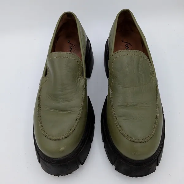 Free‎ People Alohas Trailblazer Green Chunky Lug Platform Loafer 37.5 Women's 7 - Image 4
