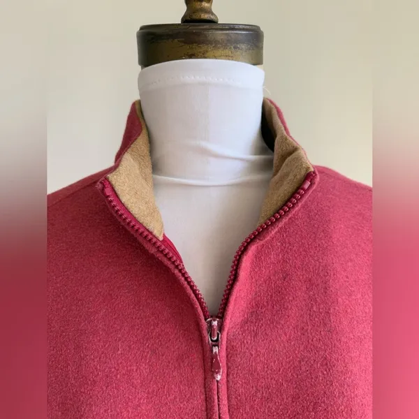PETER MILLAR RED ZIP UP FLEECE SWEATER FOX PATCH SIZE MEDIUM - Image 6
