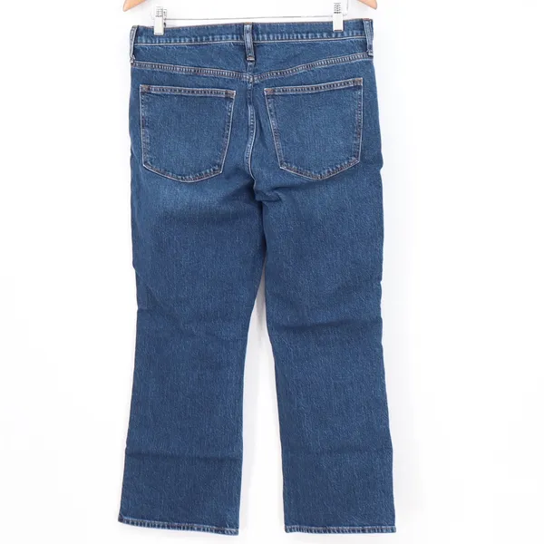 J.Crew Mid-Rise Flare Crop Jeans Blue Button Fly Medium Wash Size 30 - Image 5