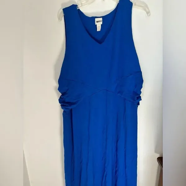 Chico's Sleeveless V Neck Midi Dress Chico's Size 4 Royal Blue - Image 6