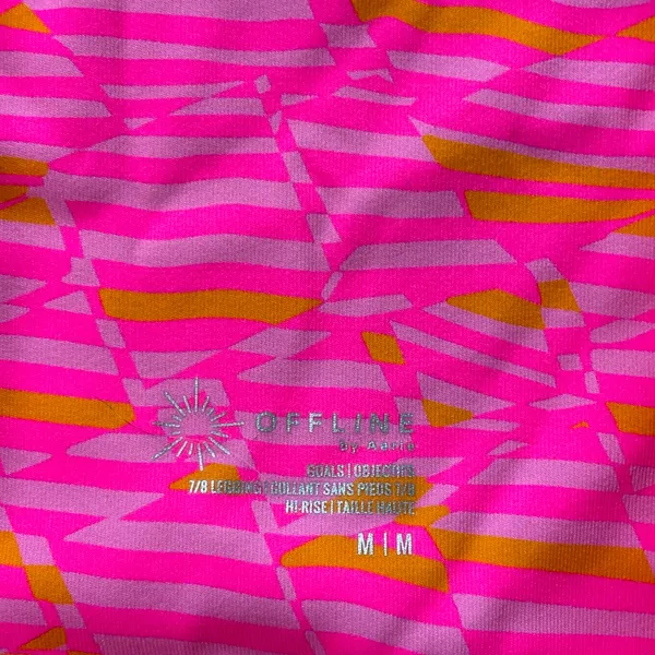 OFFLINE by Aerie Hi Rise Goals Crochet Inlay Neon Pink 7/8 Leggings Sz M 💛🎀 - Image 9