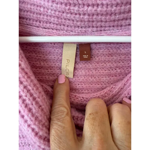Pilcro Long Sleeve Knitted Cowl Neck Pullover Sweater Pink Women's Size Large - Image 2