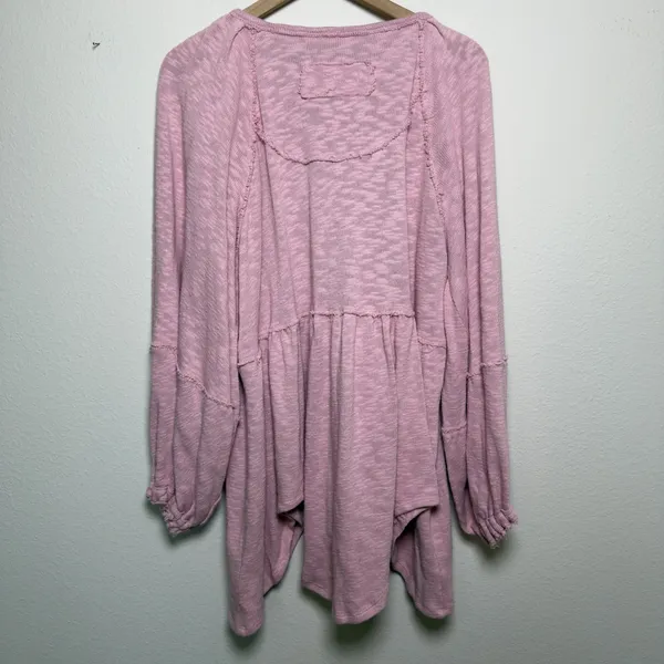 NEW‎ $128 Free People Women Cotton Snowbell Babydoll Top Sweater XS/S Pink - Image 10