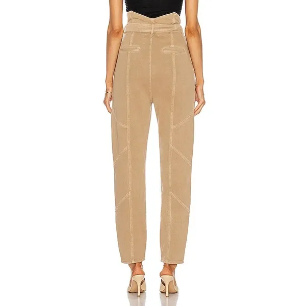NWT Retrofête Washed Terry Pant in Beige Khaki Cotton High Rise Small NO BELT - Image 5