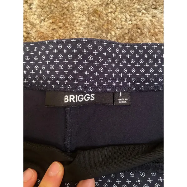 Briggs New York Navy Polka Dot Floral Pattern Stretch Pants Capris Y2K - Image 4