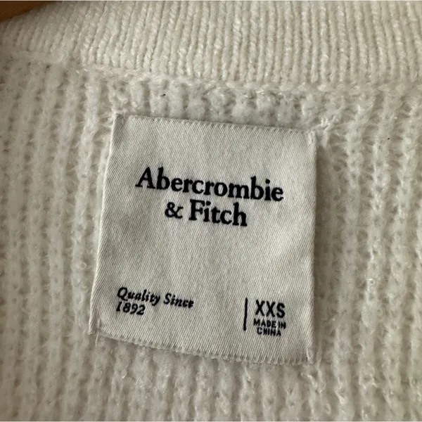 Abercrombie & Fitch White‎ Cream Zipper Detail Knit Sweater - Image 4