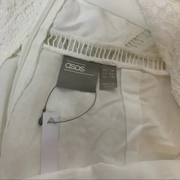 NWT ASOS‎ lace midi dress ladder trim white - Image 4