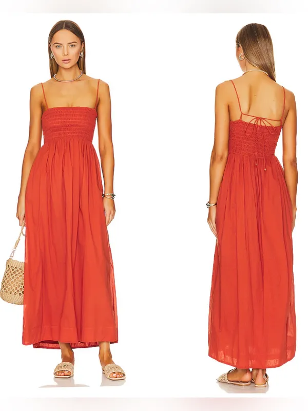 Faithfully the Brand Agolde Smocked Organic Cotton Midi Dress Women’s 6 - Image 2