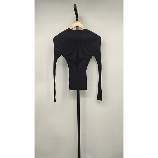 Quince Black Ribbed Knit Women's Sweater - Image 2