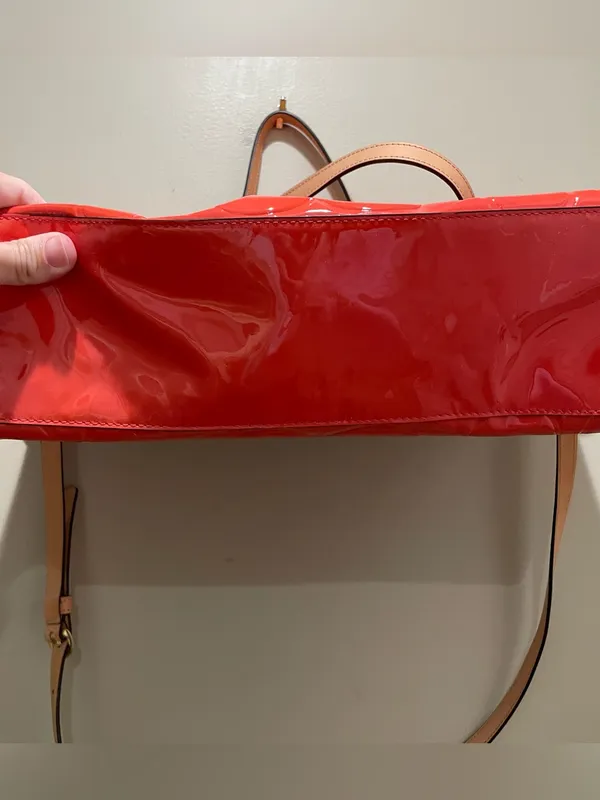 Coach Peyton Embossed Patent Leather Coral Orange Shoulder Crossbody Tote F20028 - Image 7