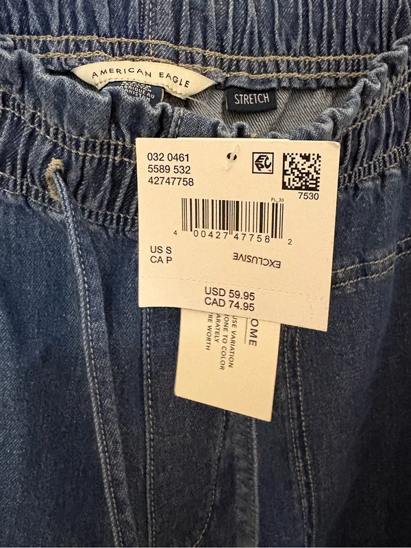 NWT!! American Eagle Dreamy Drape Linen Blend Pull-On Pants in Indigo - Image 7