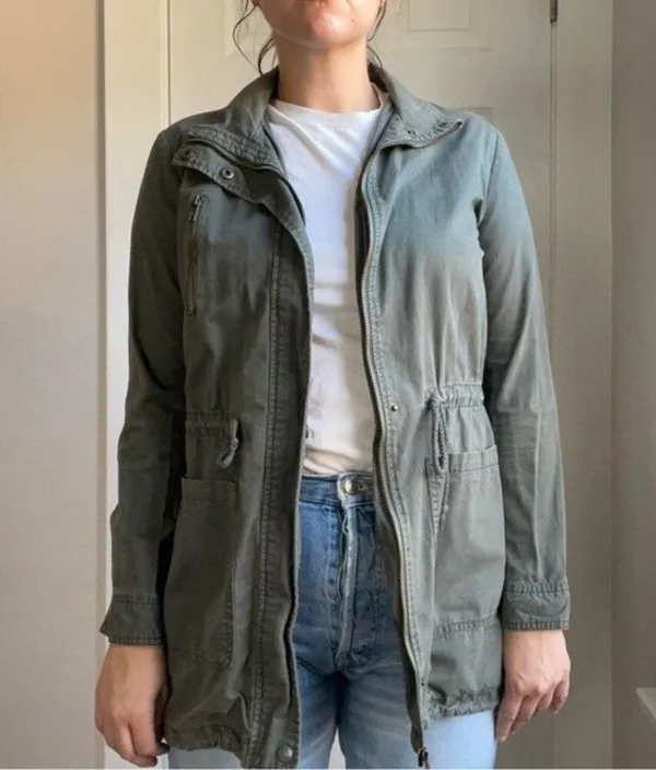 Green utility military jacket size S lightweight - Image 2