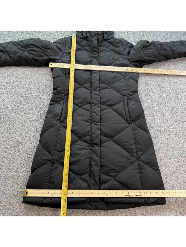 The North Face Women’s Black 550 Down Hooded Long Parka Jacket Coat Small Winter - Image 3
