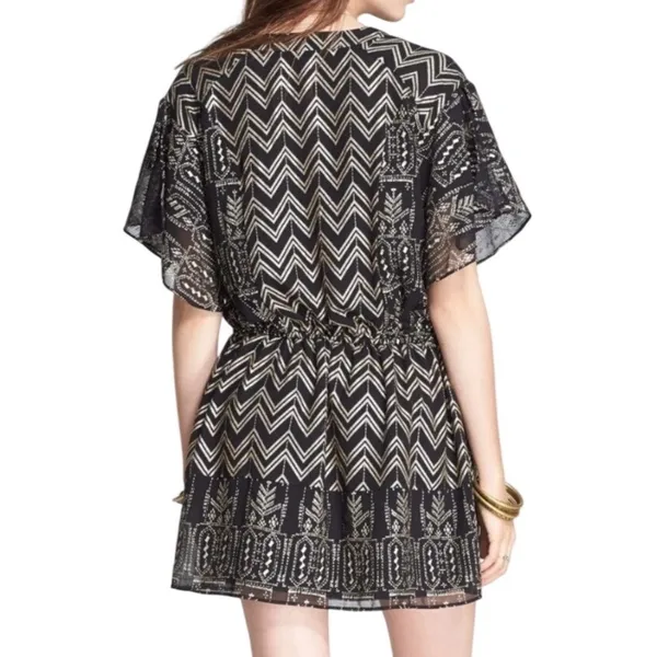 Free People Love Your Chaos Mini Tunic Dress Black Metallic Size Medium Boho - Image 2