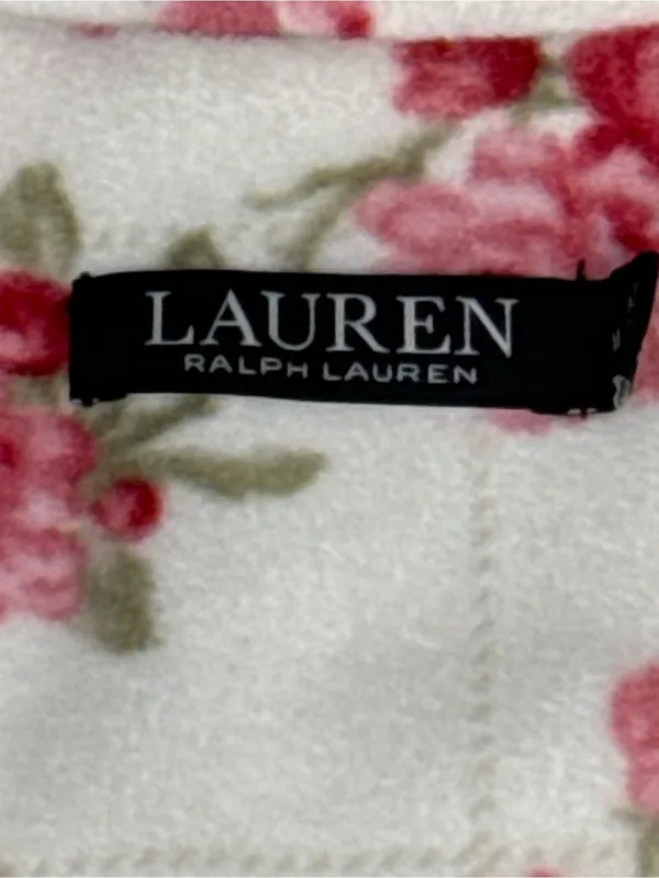 Lauren Ralph Lauren Cream Pajama Top with Pink Floral Print - Image 3