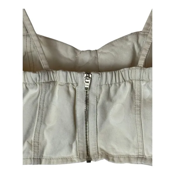 Farm Rio‎ Shirt Women XS Ivory Polka Dot Cotton Bustier Cropped Tank Top - Image 4