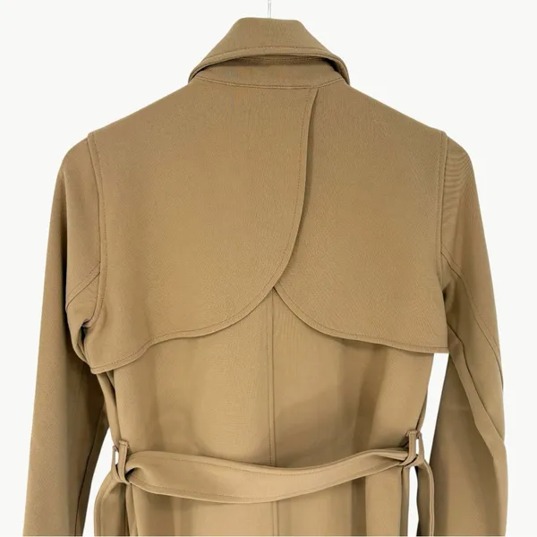 Abercrombie Drapey Double Breasted Belted Long Trench Coat | Sz Small | Tan - Image 8