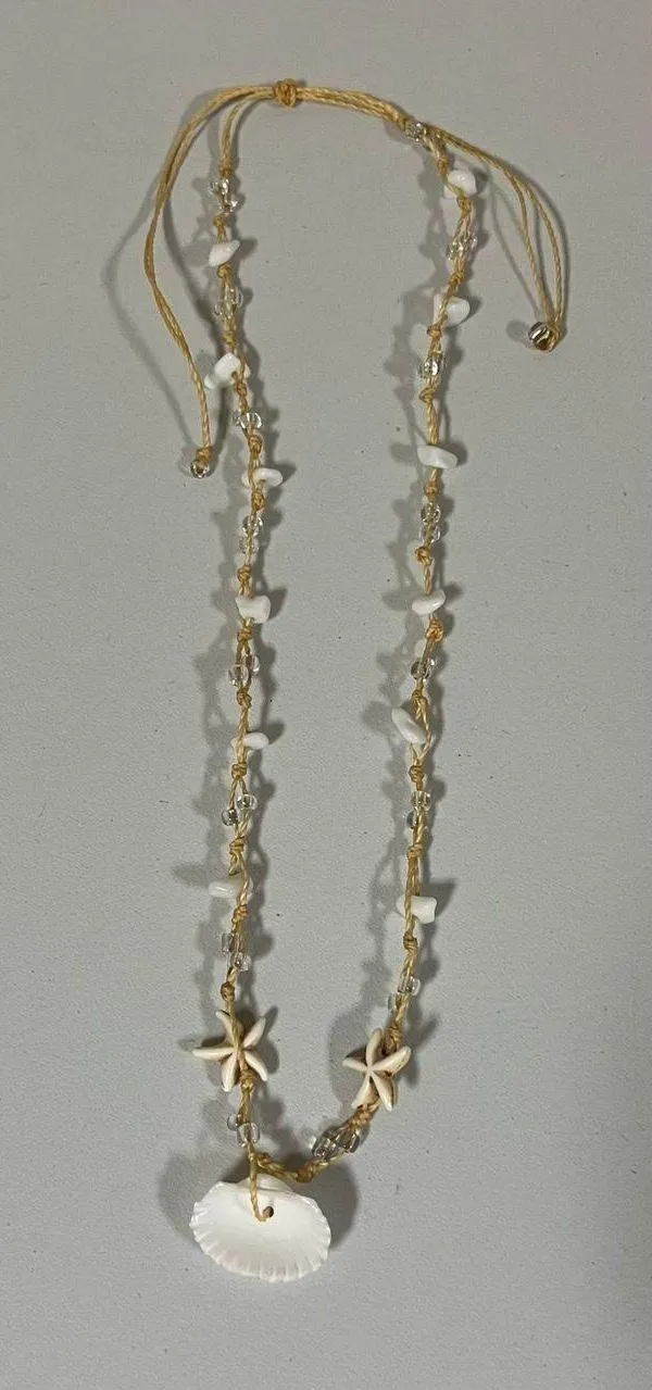 Beige Tan Beaded Seashell Shells Starfish Beach Vibes Necklace Choker Jewelry 🐚 - Image 5