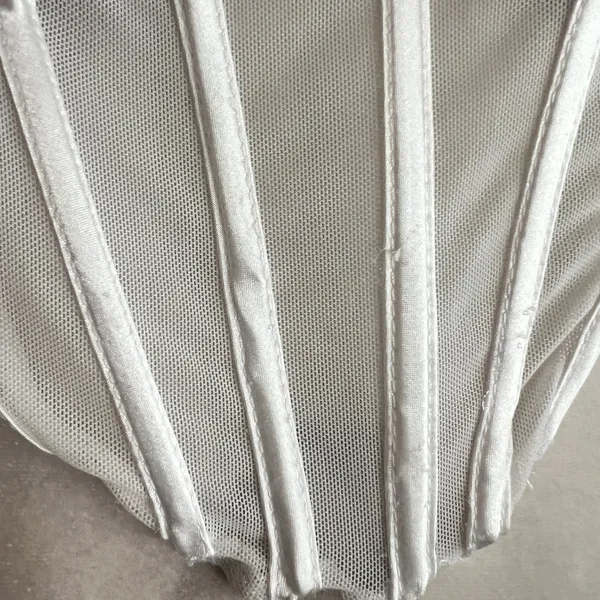 White Satin Corset Bridal‎ Top Romantic Bride Vintage Inspired Glam Medium - Image 7