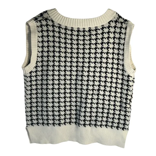 Princess Polly Black White Houndstooth Sweater‎ Vest Womens M/L Preppy - Image 2