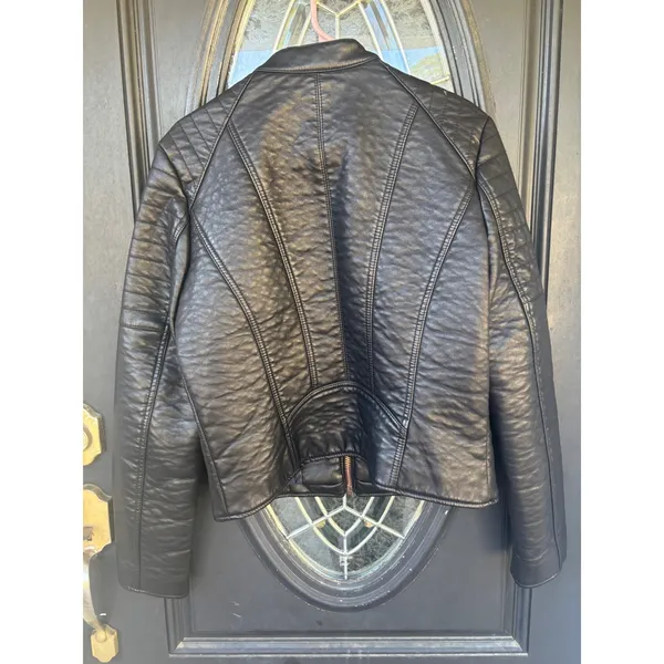 Marc New York Andrew Marc Black Faux Leather Moto Jacket Rose Gold Hardware M‎ - Image 11
