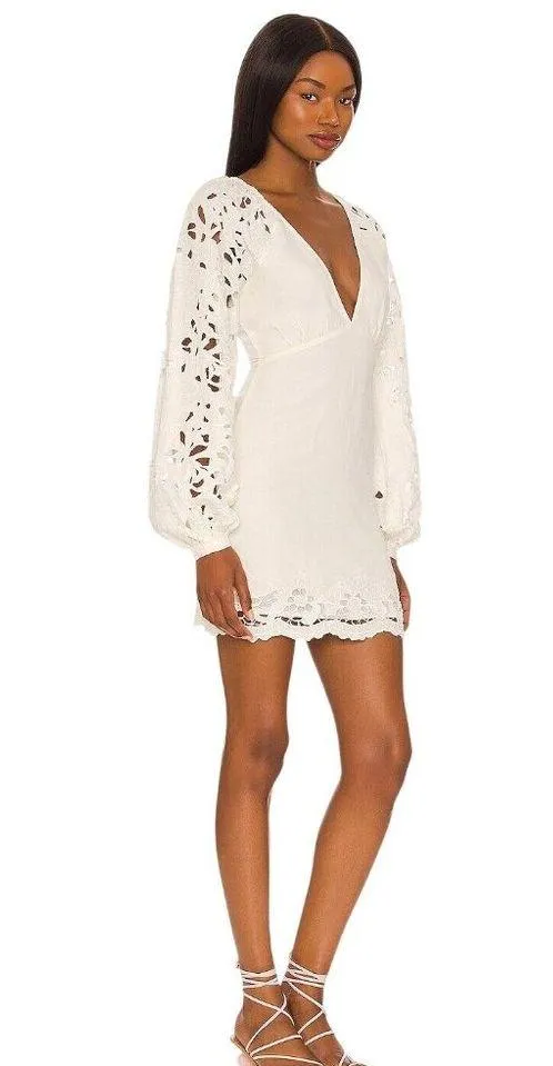 Tularosa Liz Mini Dress in White Small New Womens Linen Cocktail Party - Image 3