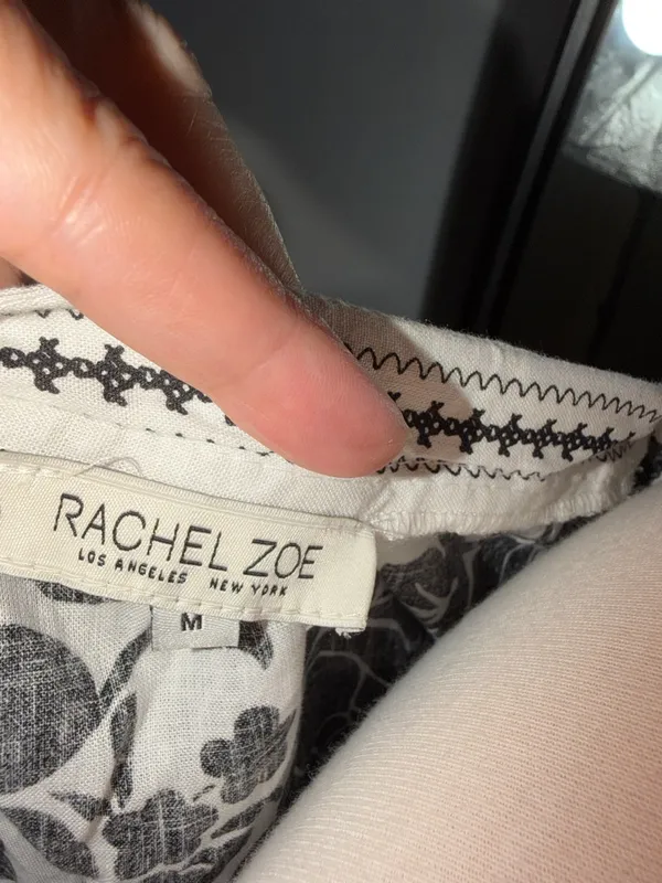 Rachel Zoe Black and White Floral Square-Neck Blouse - Image 9