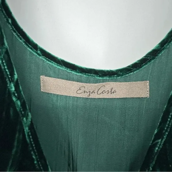 Enza Costa Silk Blend Textured Velvet Tank Green Maxi Dress Womens Size Small - Image 11