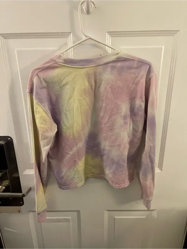 Peanuts, Charlie Brown, Snoopy Tie-Dye "ROCK" Graphic Pastel Sweatshirt - Sz S - Image 2