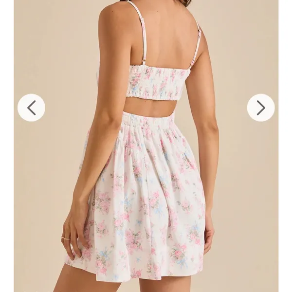 Altar'd State Floral Corset Milkmaid Mini Dress Lined White Pink Blue XL NWT - Image 7