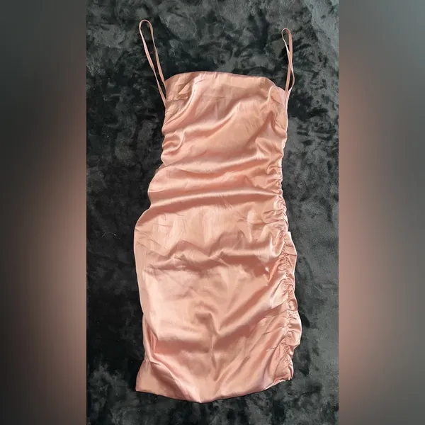 Oh Polly Sweetener Backless Ruched Satin Mini Dress Size 4 - Image 6