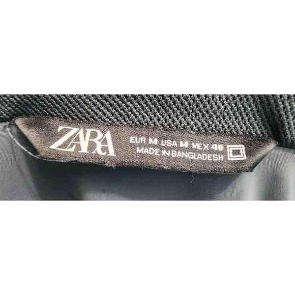 Zara Womens Medium M Windbreaker Jacket Hooded Full Zip Gray dnwr‎ Lightweight - Image 4