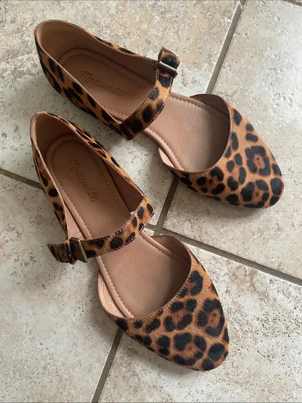 Madewell The Alina Mary-Jane Flat in Leopard Calf Hair - Image 3
