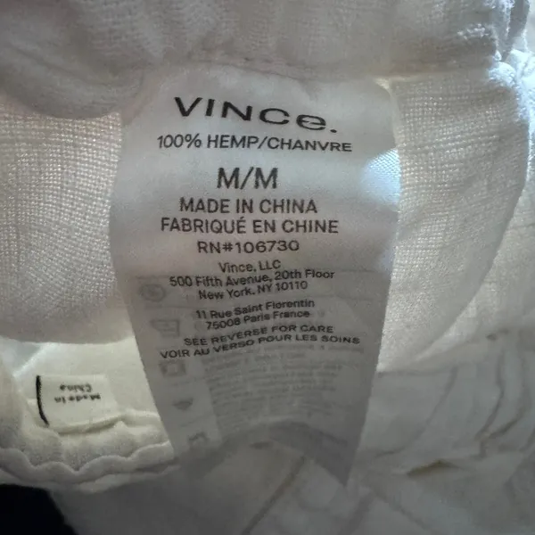 Vince Womens White 100% Hemp Pull On Drawstring Shorts Size Medium‎ M - Image 5