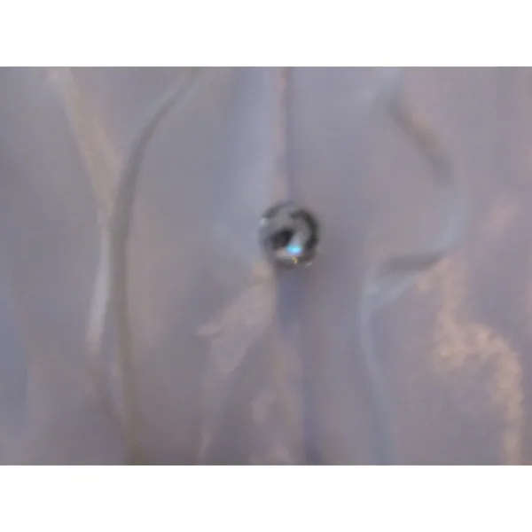 Alex‎ Evenings Ruffle Front Blouse Large White Sheer Organza Floral Jacquard - Image 7