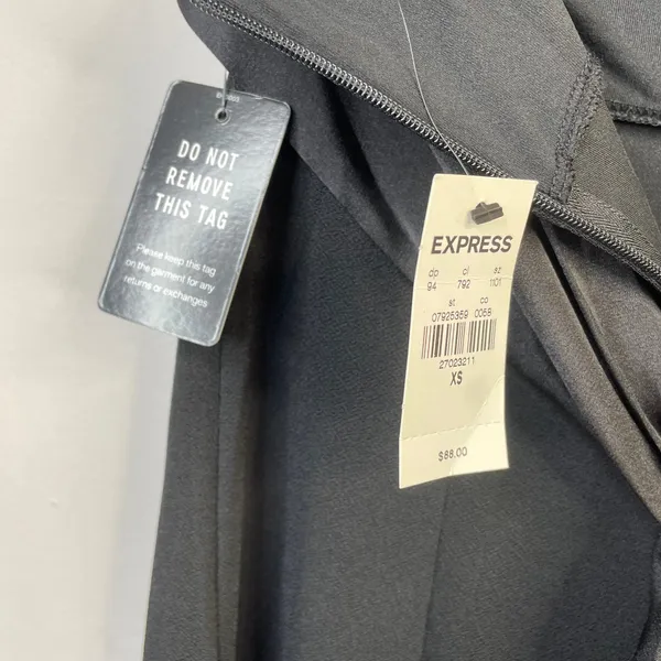 Express black pieced satin strapless bow tie back wide leg jumpsuit XS new nwt - Image 12