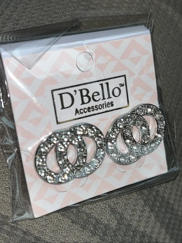 D'Bello Crystal Interlocking Circle Stud Earrings - Image 3