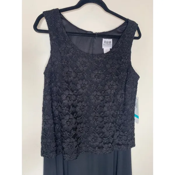 NWT R&M Richards Black Formal Dress Lace Chiffon Sz 18 - Image 6