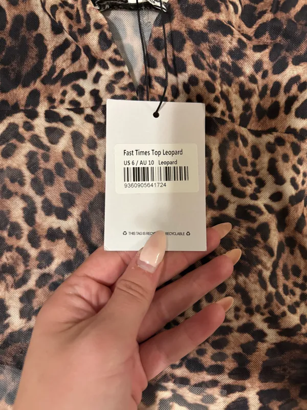 NWT Princess Polly Fast Times Top in Leopard Size Women’s US 6 - Image 5